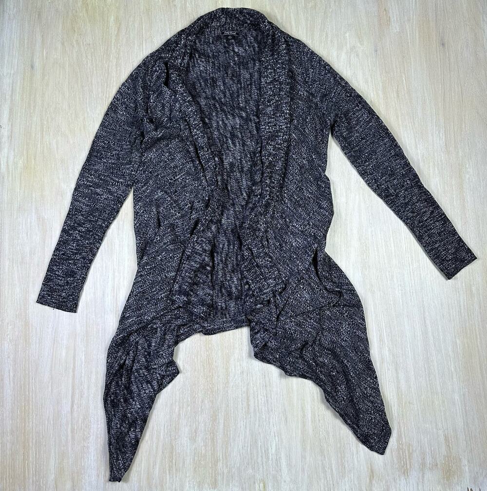 Lucky Brand Gray Open Front Long Sleeve Draped Boho Knit Duster Cardigan Small